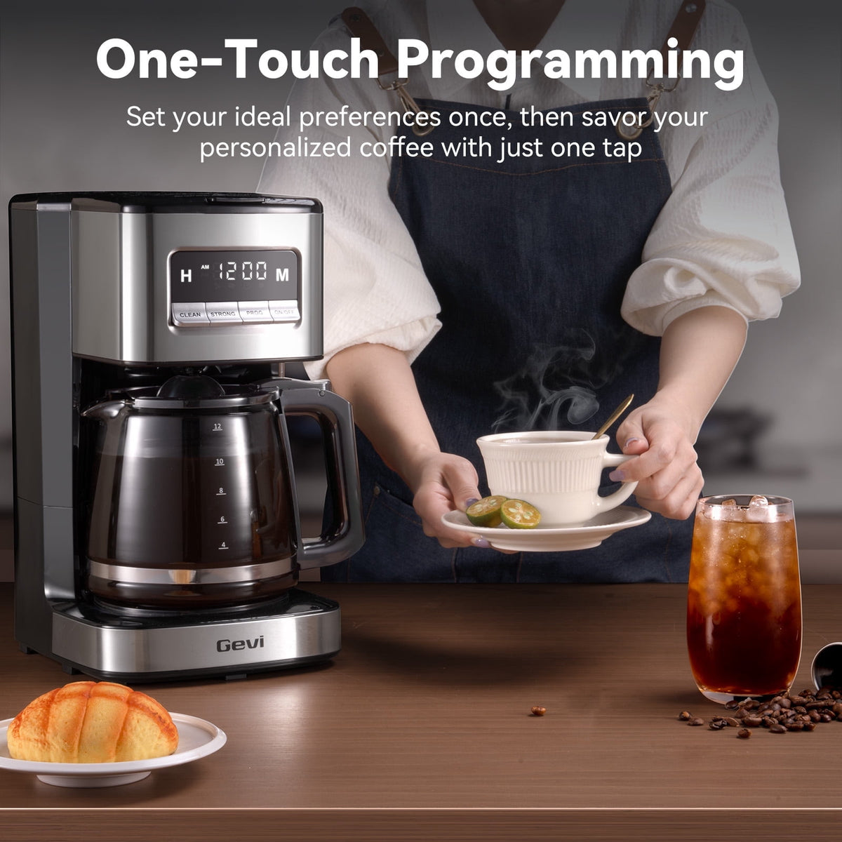 Gevi 14-Cup Programmable Drip Coffee Maker, Stainless Steel Smart Coffee Pot with Touch Control & Automatic Clean, Summer Edition