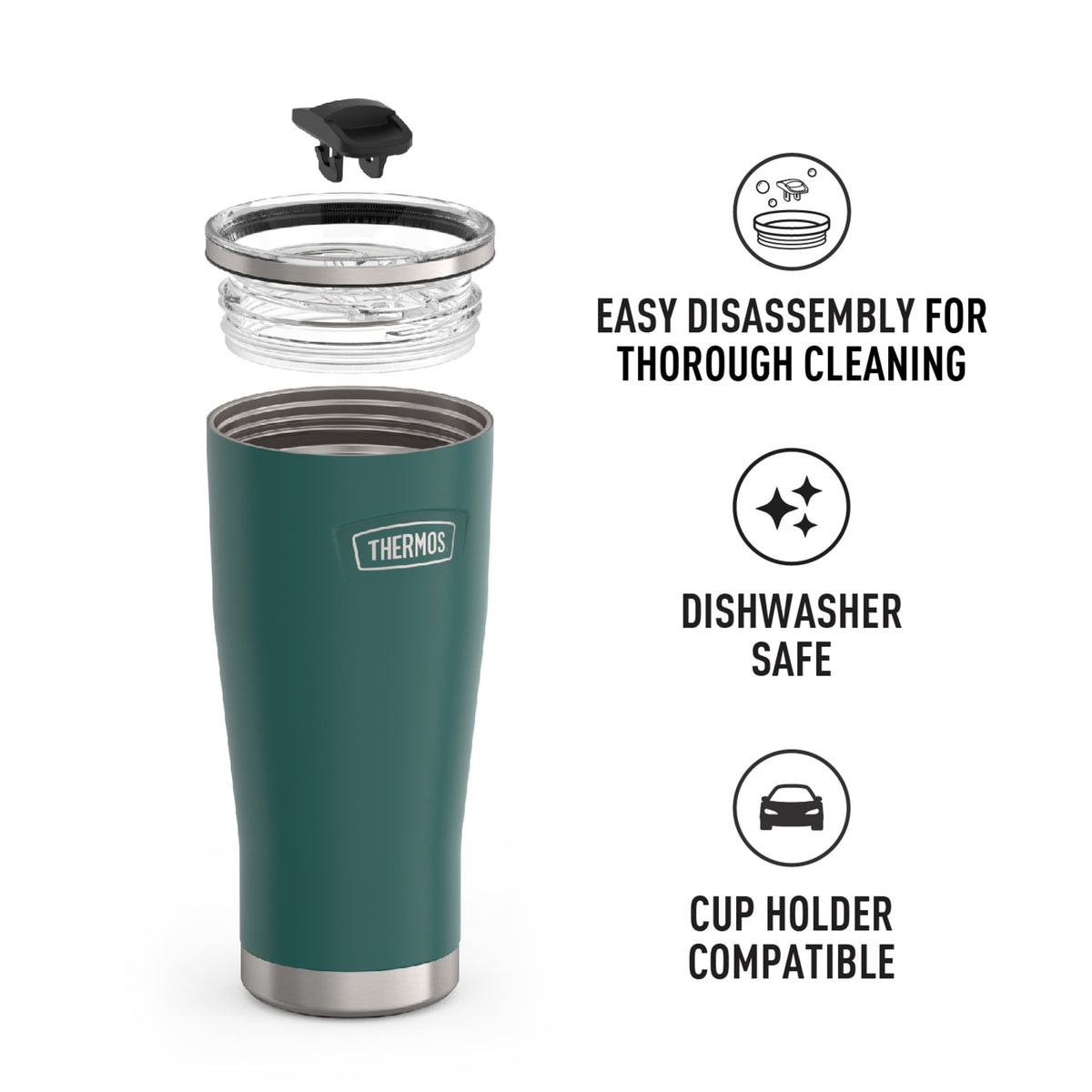 Thermos Stainless Steel Tumbler, w/ Slide Lock Lid, Graphite, 24 oz