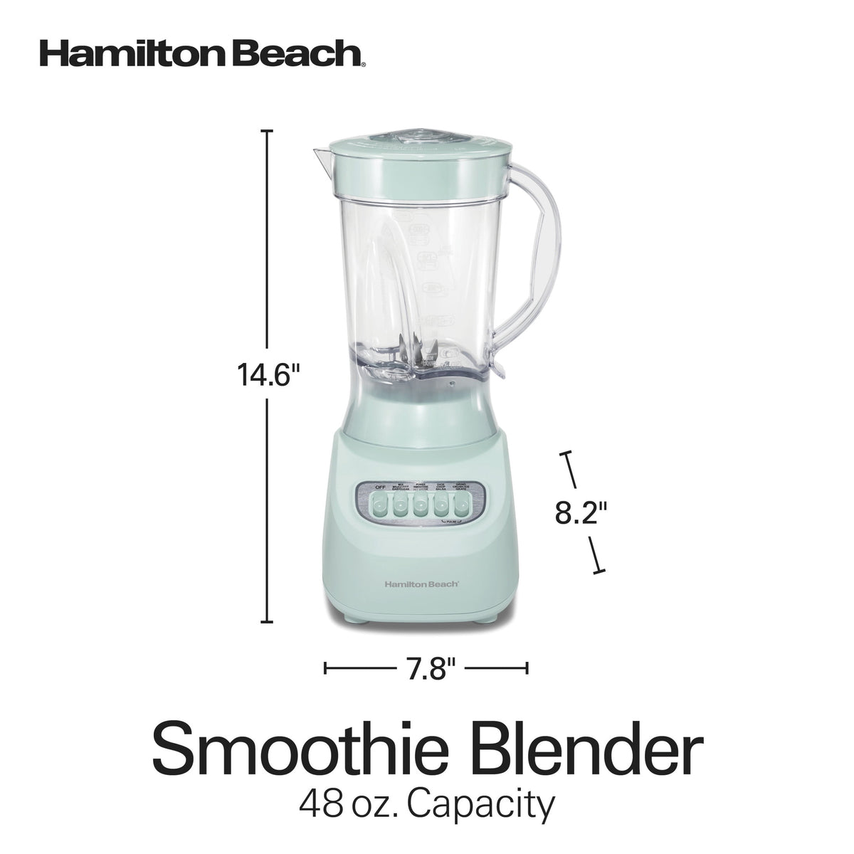 Hamilton Beach Smoothie Blender, 48 oz BPA-Free Jar 650 W 12-Function Countertop Blender for Kitchen, White