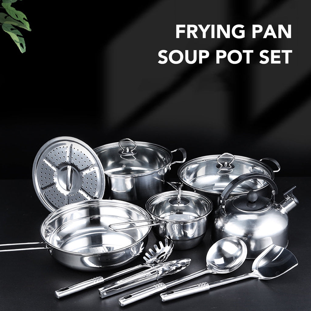 15 Piece Stainless Steel Cookware Set, Pots and Pans Set with Lids Non Toxic, Kitchen Induction Cookware with Utensil Sets For Oven & Dishwasher ,Heavy Premium Kitchen Cooking