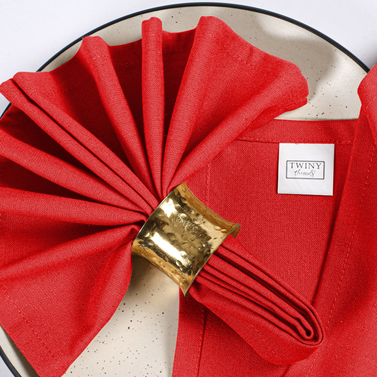 Twiny Threads Set of 4 Solid Reusable Cloth Dinner Napkins - Sandal Yellow
