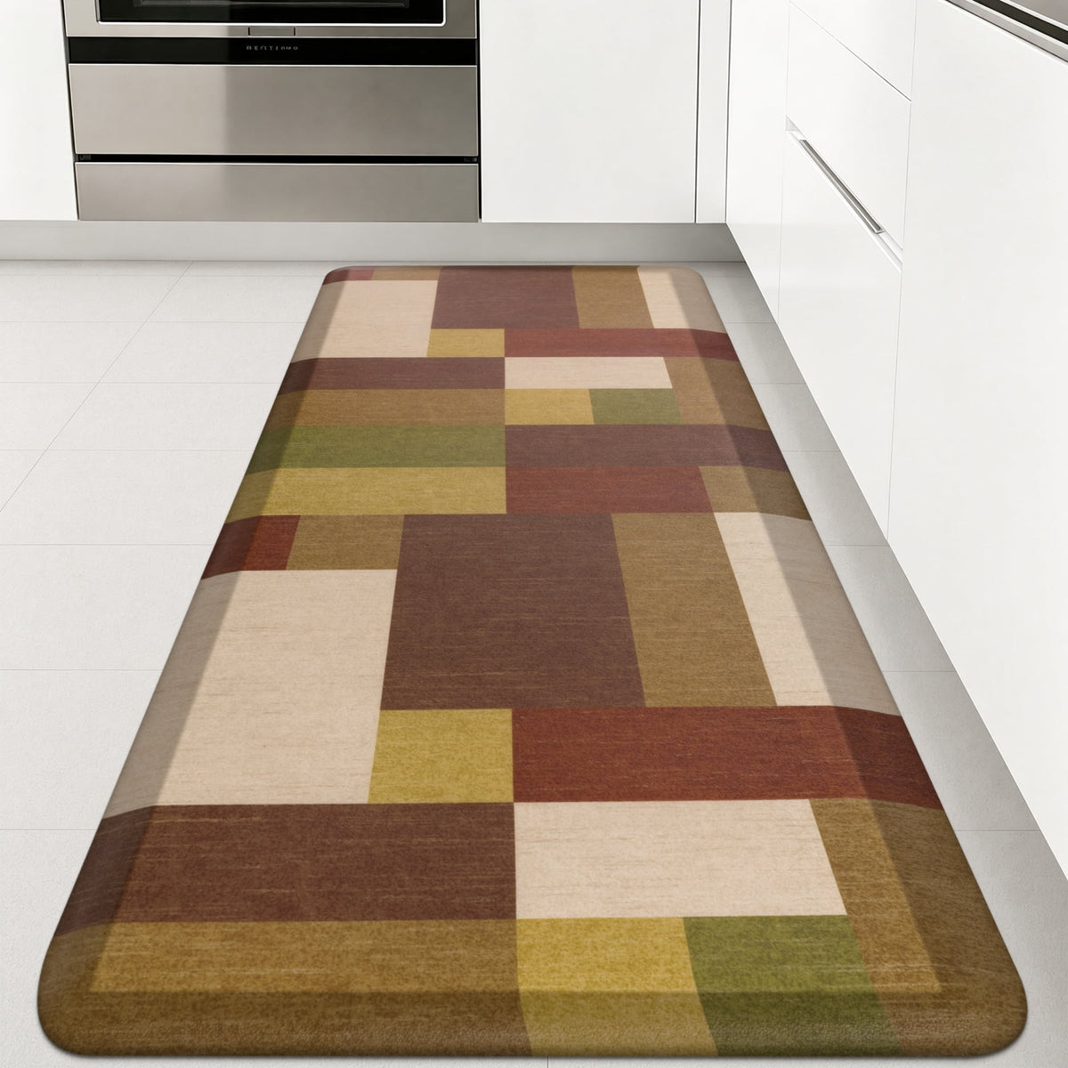 MeyJey 4/5 Inch Thick Anti Fatigue Kitchen Rug 20”x39”, Non Slip Waterproof Floor Mats for Kitchen Sink Laundry Office, Black/Gray