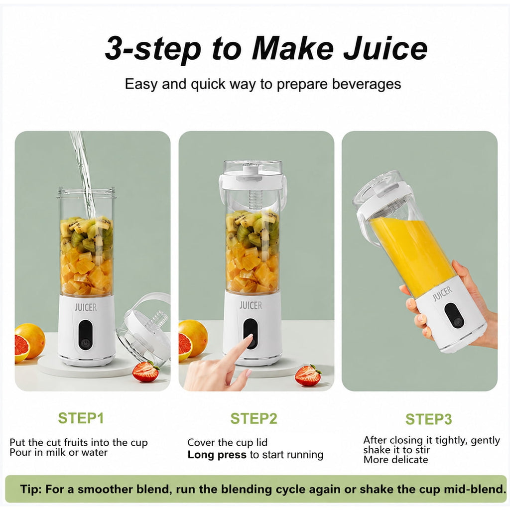 Portable Blender, 20 Oz Smoothie Blender USB Rechargeable Personal Blender for Kitchen with 12 Blades Direct-Drink Lid Cup Base