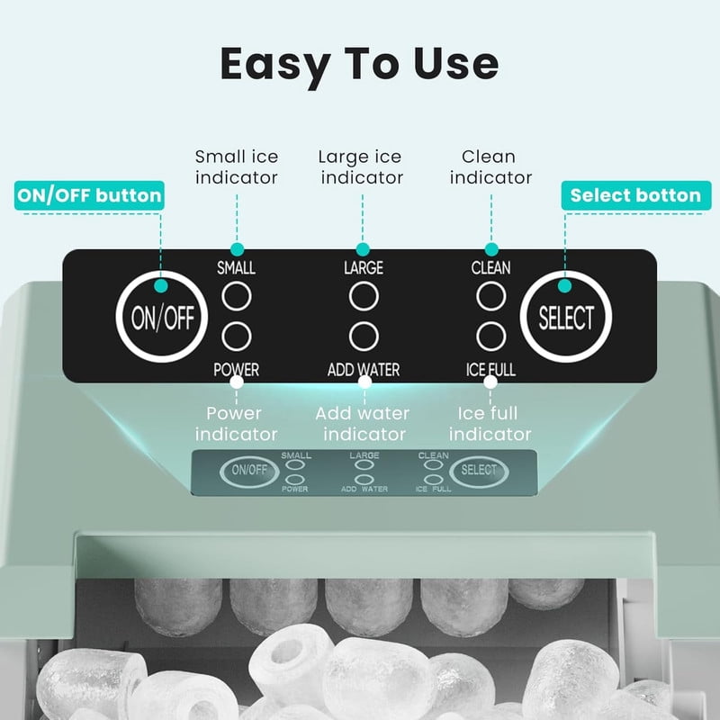 Simenmax Ice Maker Countertop – 26lbs Desktop ice maker with Handle for Home, Kitchen, Office, Outdoors, RV, Camping, White