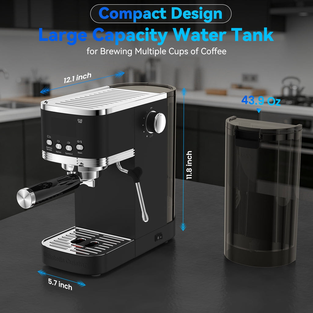 URintells Cuising 20 Bar Espresso Machine with Milk Frother, 1350W Coffee Maker for Americano, Cappuccino, Latte, Stainless Steel