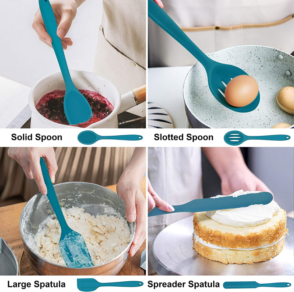 Walchoice 14 Pcs Cooking Utensils Set with Holder, Heat Resistant Silicone Kitchen Cookware Utensils Set, Kitchen Cooking Tools Includes Spatula Spoon Turner Whisk Tong, Dishwasher safe, Red