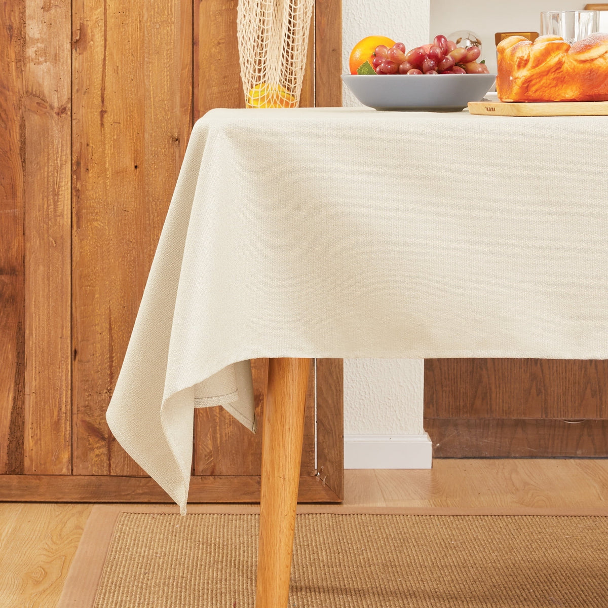 Deconovo Square Tablecloth with Waterproof Finish, Easy-Clean Polyester Table Cover, 54 x 54 Inch, Dark Gray