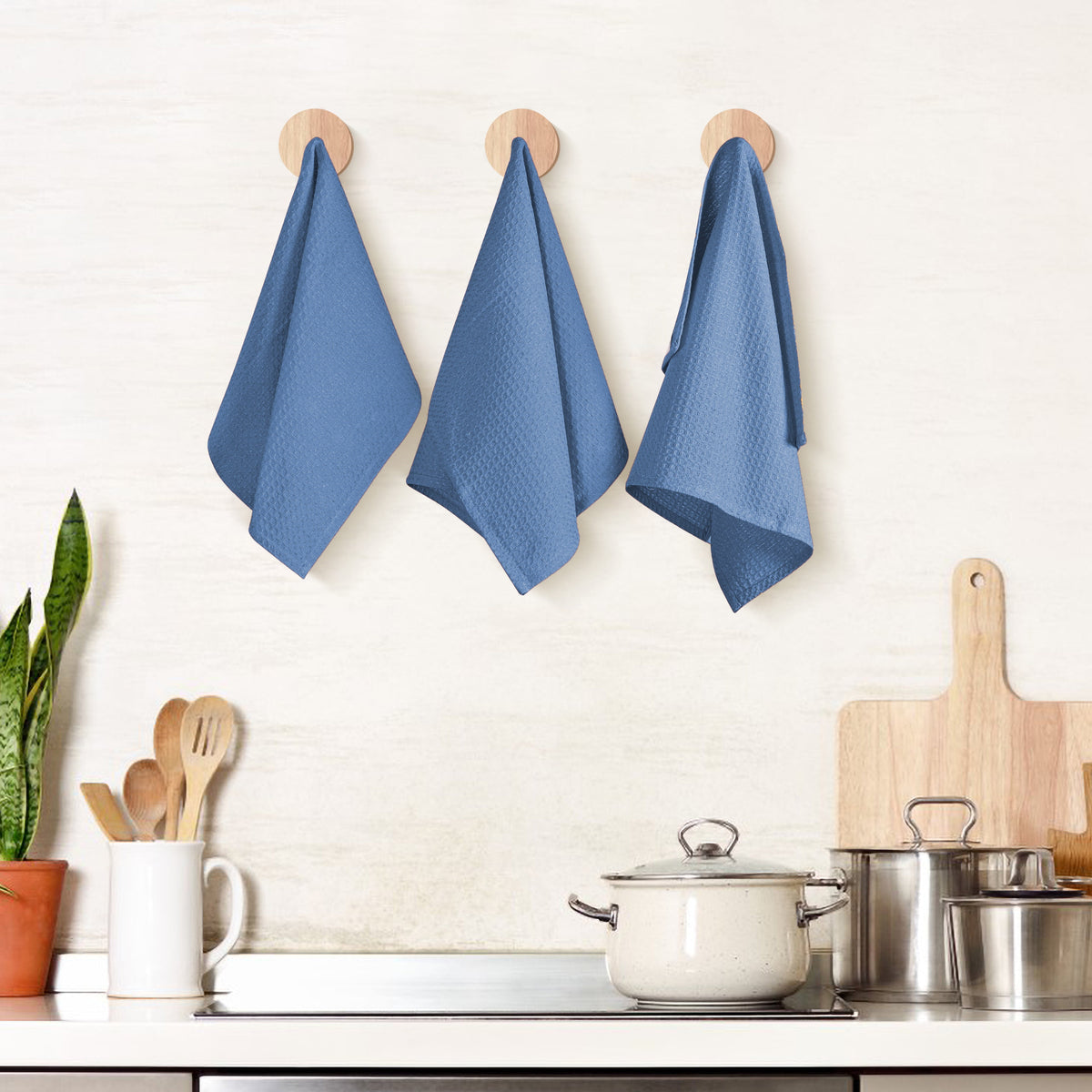 Twiny Threads Waffle Kitchen Towel 16"x26" Set of 4 - Brown
