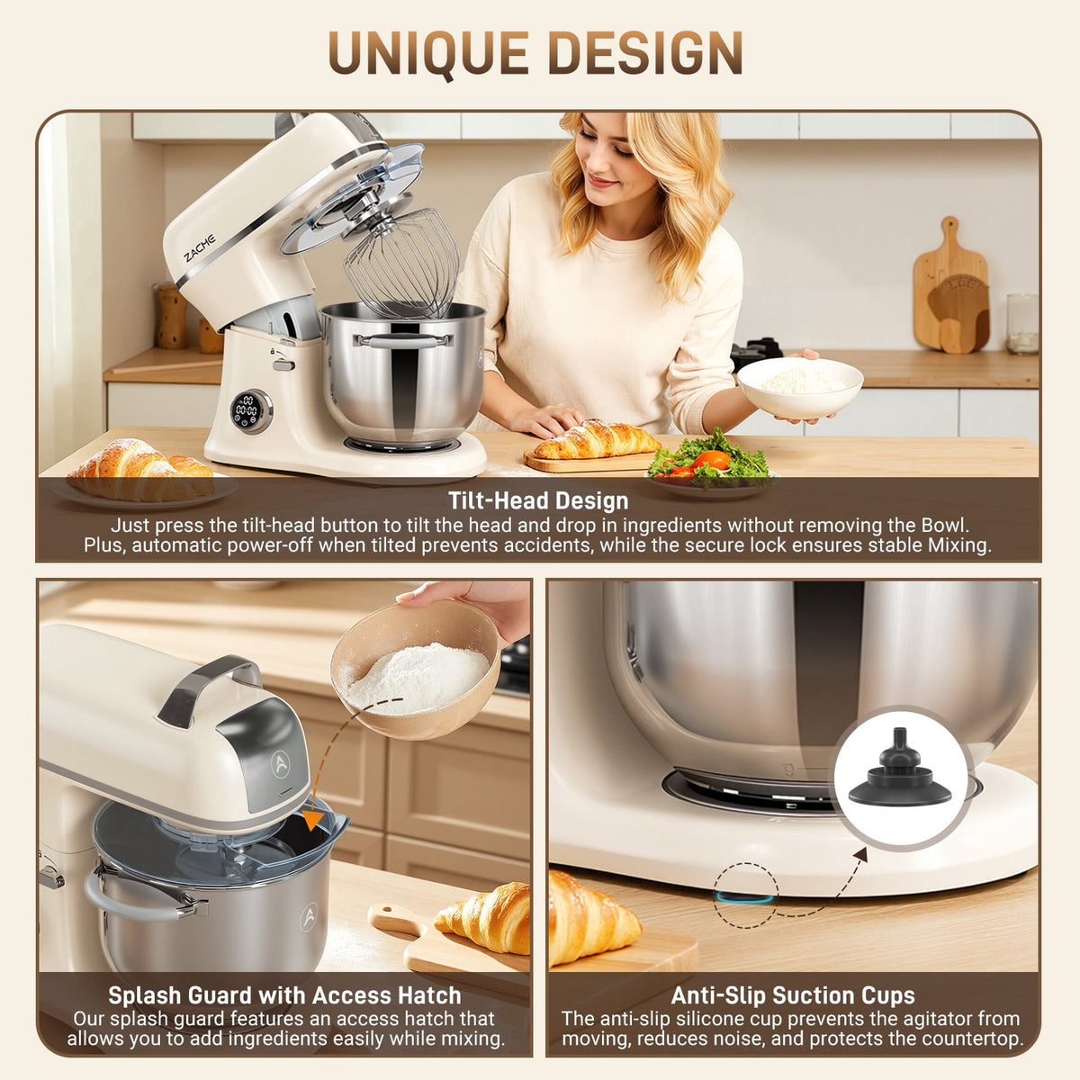 7QT Stand Mixer Aluminum Die Casting,650W 11 Speed Tilt-Head Kitchen Electric Stand Mixer, Household Food Mixer with Stainless Steel Bowl, Dough Hook, Whisk and Beater,Food Mixer for Baking, Cake