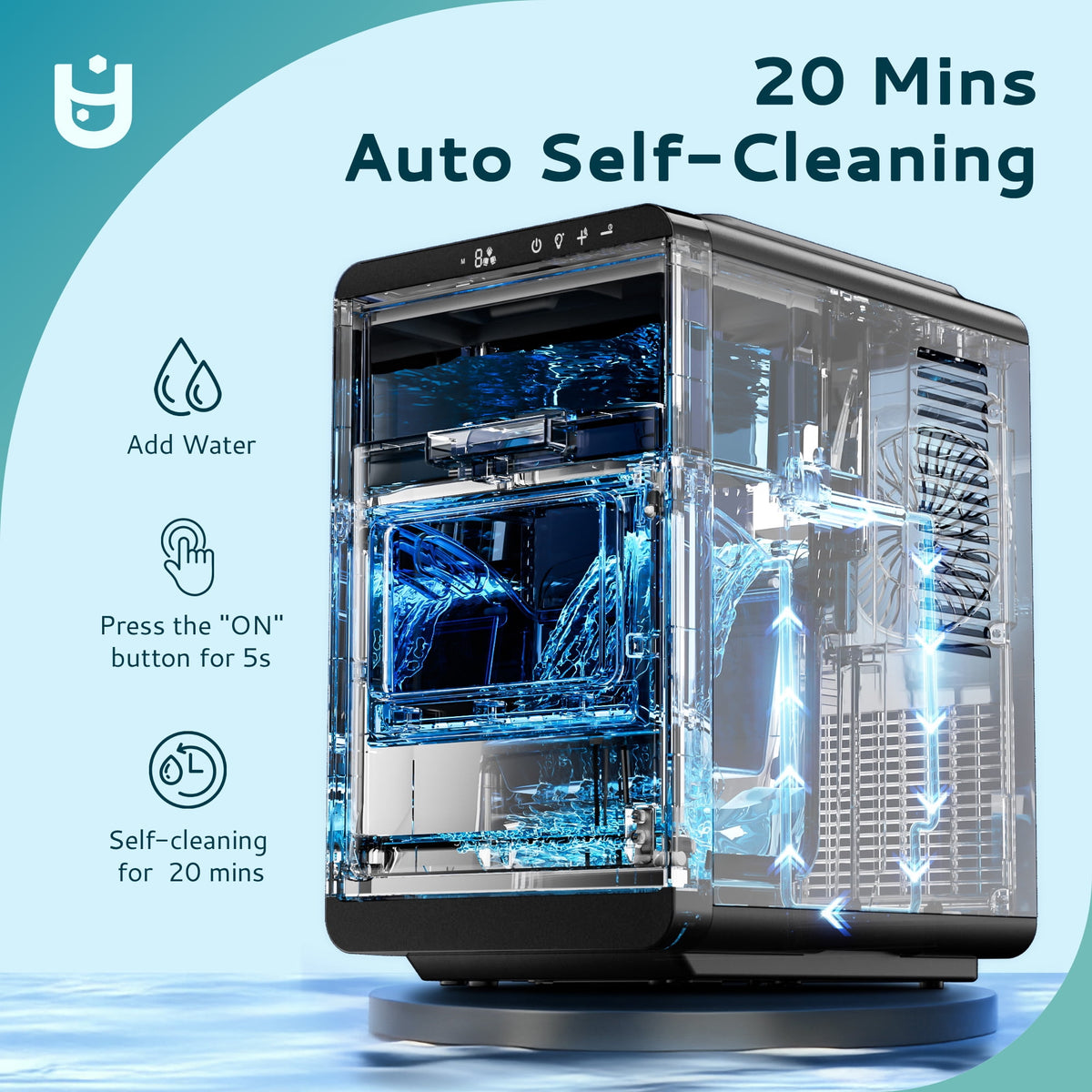 EUHOMY Countertop Nugget Ice Maker, 35lbs/24H Chewable Ice Machine, Self-Cleaning, Quiet Operation, Portable for Home, Office, Bar & RV, Black