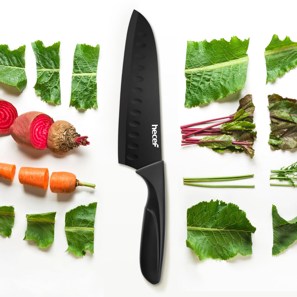 Hecef 3-Piece Kitchen Knife Set Chef, Santoku and Paring Knives, Ultra Sharp, Rust-Resistant