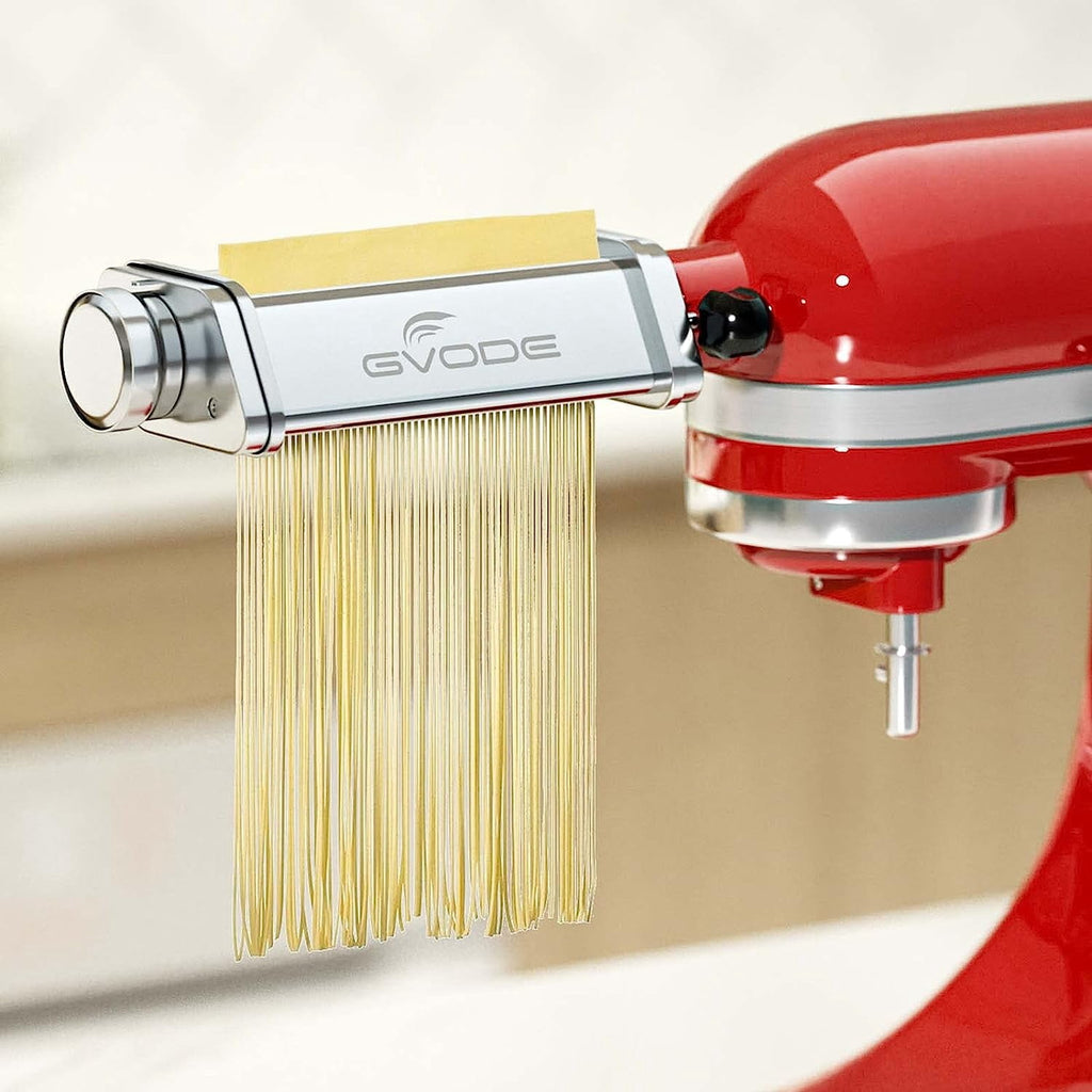 GVODE 3-Piece Pasta Attachment for KitchenAid Stand Mixers, Stainless Steel Pasta Roller and Cutter Set with Spaghetti and Fettuccine Cutters