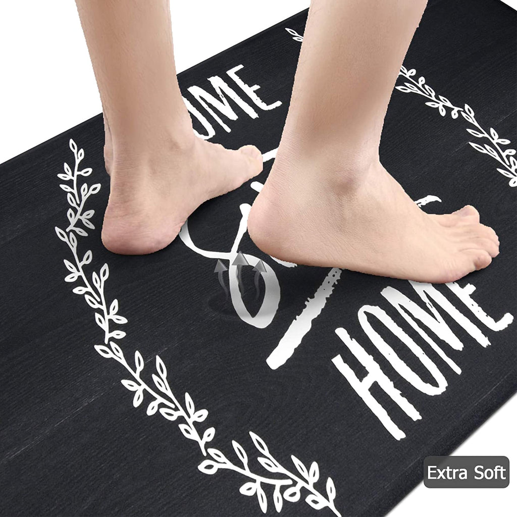 Findosom 2pcs Anti Fatigue Kitchen Rug Set,18"x30"+18"x47" Waterproof Non Slip Kitchen Runner Rug,0.4" Thick Cushioned Kitchen Floor Mats,Ergonomic Standing Mats Back Pain Relief Laundry Foam Rug