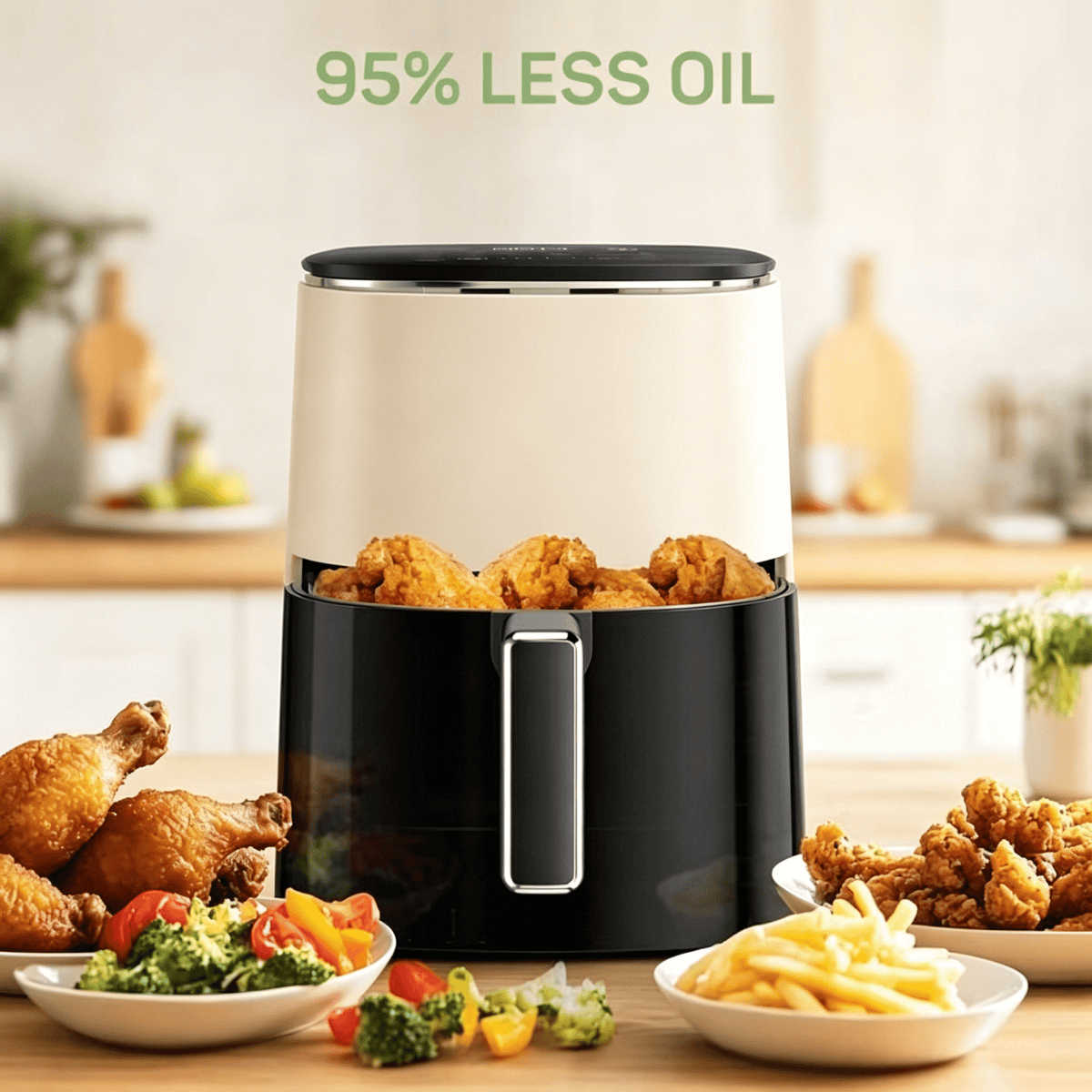 Air Fryer, 6-Quart Smart Air Fryer, 12-in-1 Functions - Air Fry, Roast, Reheat, Dehydrate, Bake, Steam, and More, 400Â°F Max Temperature, Grey