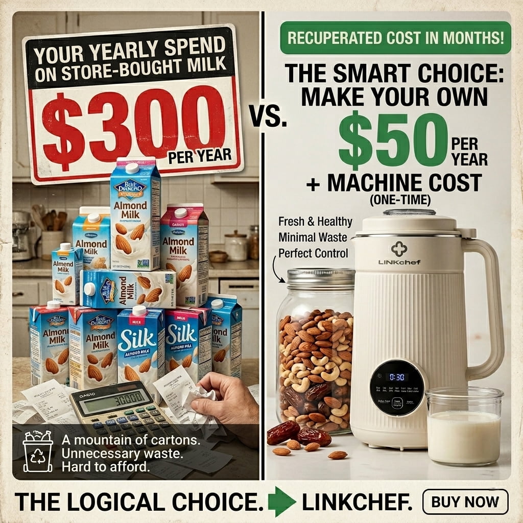 LINKChef Nut Milk Maker 40 oz Almond Oat Soy Milk Maker Blender with Self-Cleaning, Delay Start and Keep Warm, Homemade Dairy-Free Milk Machine for Hot & Cold Drinks