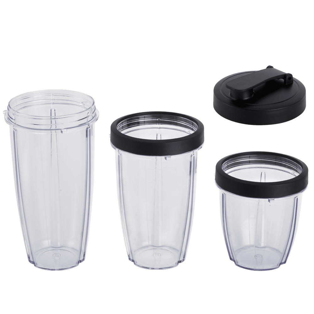 Mainstays 10-Piece Blender Set, Black, 300W, with 3 Jars (10oz, 16oz, 18oz), 2 Drinking Lids, Stainless Steel Blade