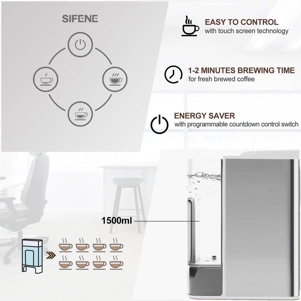 SIFENE 3-in-1 Single Serve Coffee Maker, Compatible with K Cup Capsules & Grounds, Tea Maker, 6-10 Oz Brew Sizes, 50 Oz Removable Reservoir, Fast Brew, Compact Design, 120V 1150W, Black