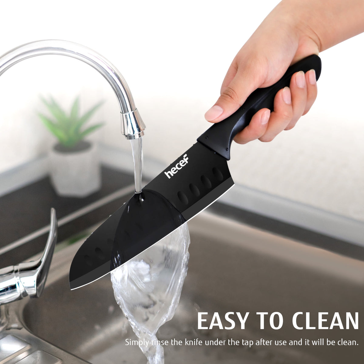 Hecef 3-Piece Kitchen Knife Set Chef, Santoku and Paring Knives, Ultra Sharp, Rust-Resistant