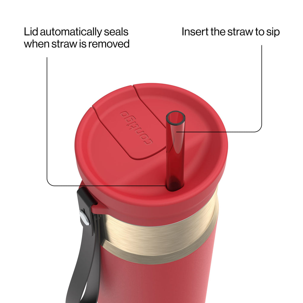 Contigo 24oz SnapSeal Insulated Stainless Steel Water Bottle with Straw, Licorice Black/Bronze