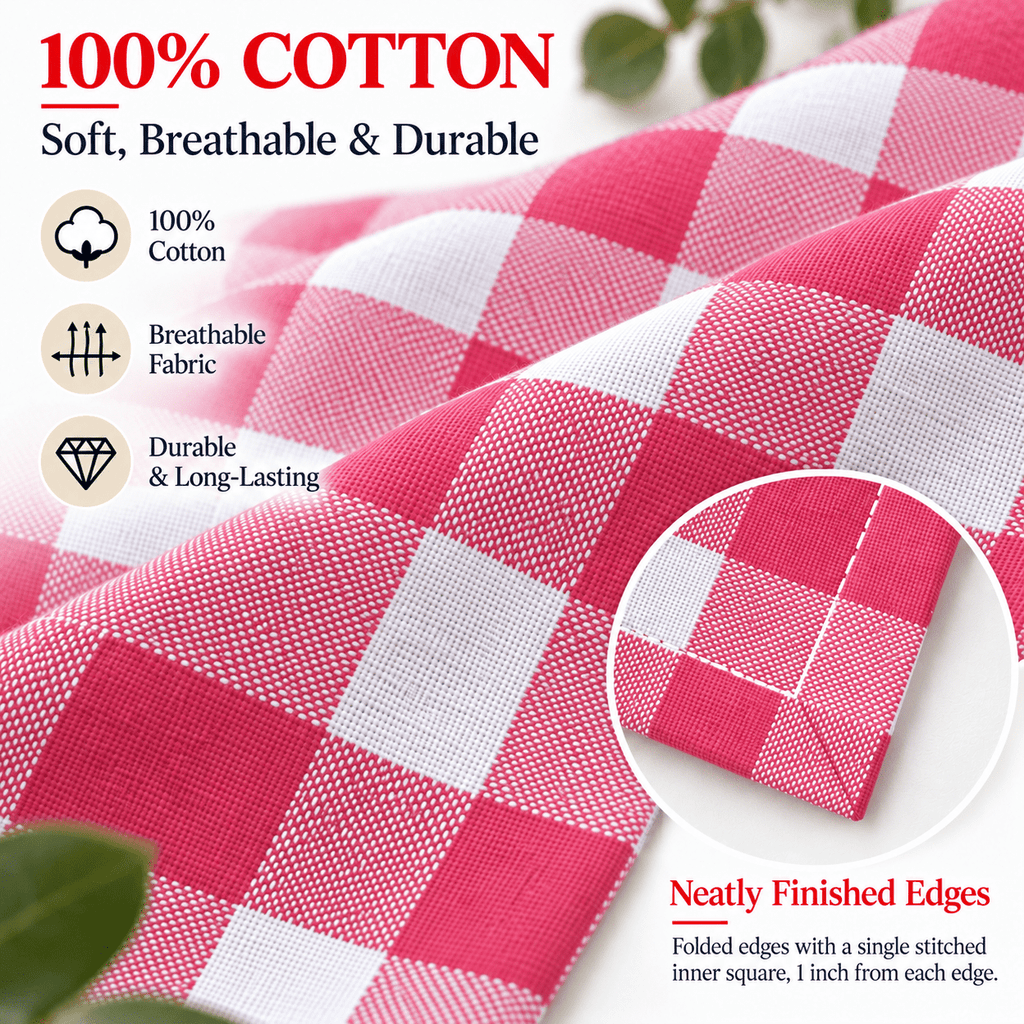 GFI LINEN CLUBS 100% Cotton Gingham Cloth Dinner Napkins, 18 x 18 in, Set of 12, Blue & White