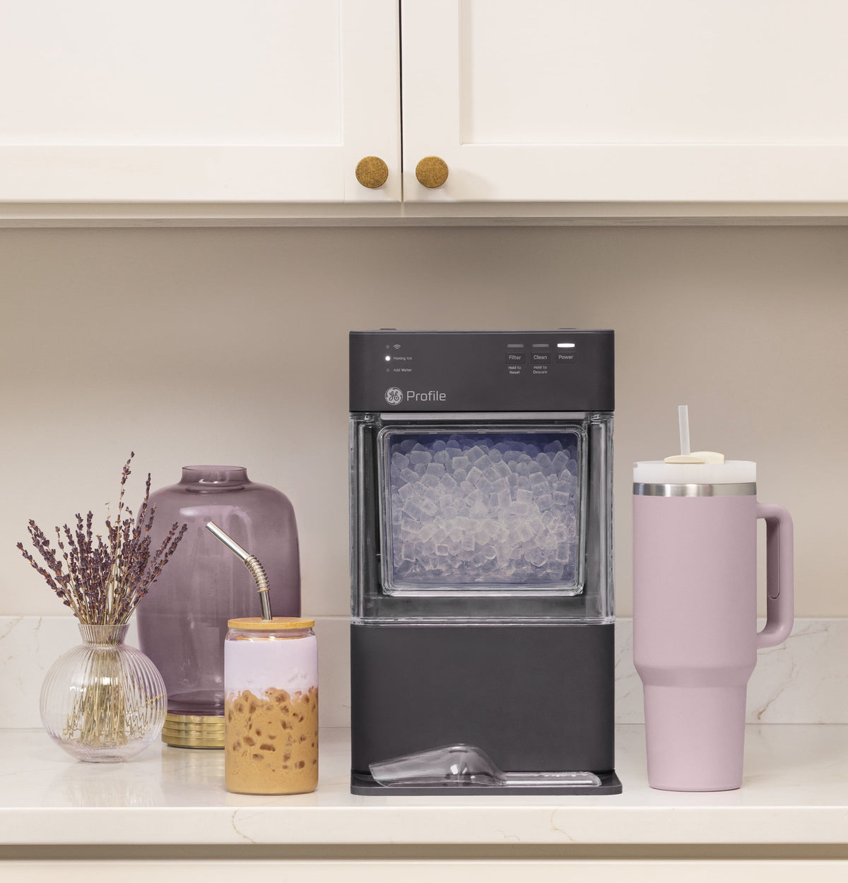 GE Profile Opal Mini Nugget Countertop Ice Maker with Descaler, 36lb Daily Capacity, with WIFI - Charcoal Gray
