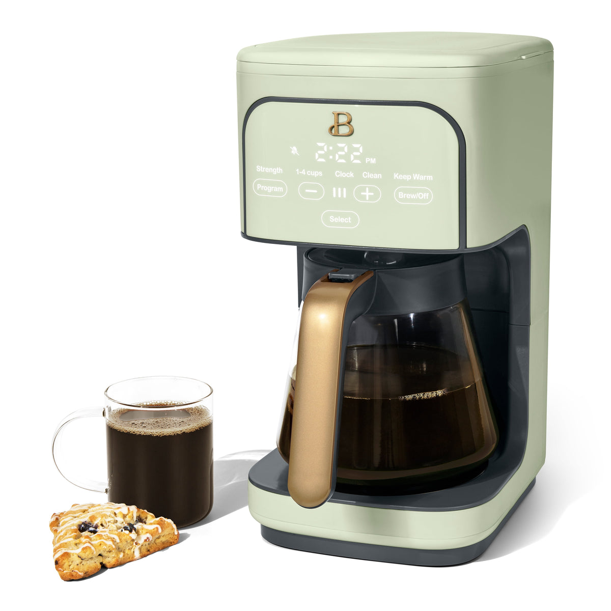 Beautiful 12 cup Programmable Coffee Maker, Thyme Green by Drew Barrymore