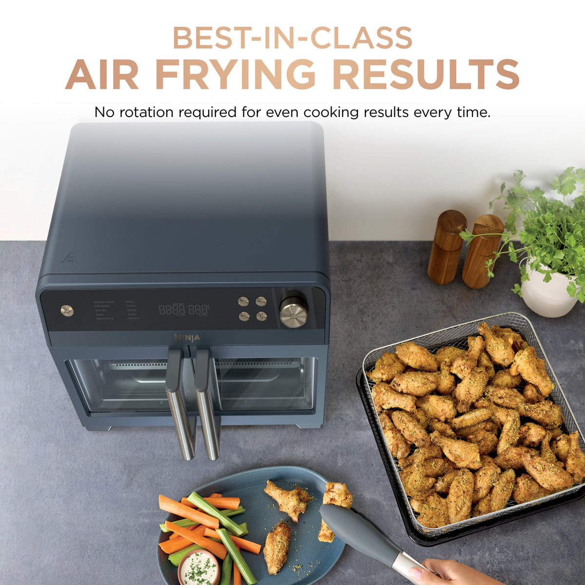 Ninja French Door 8-in-1 Countertop Oven, with Smart Surroundair Technology and Air Fry Function, Dishwasher Safe, 6 Pieces, FO100 Silver