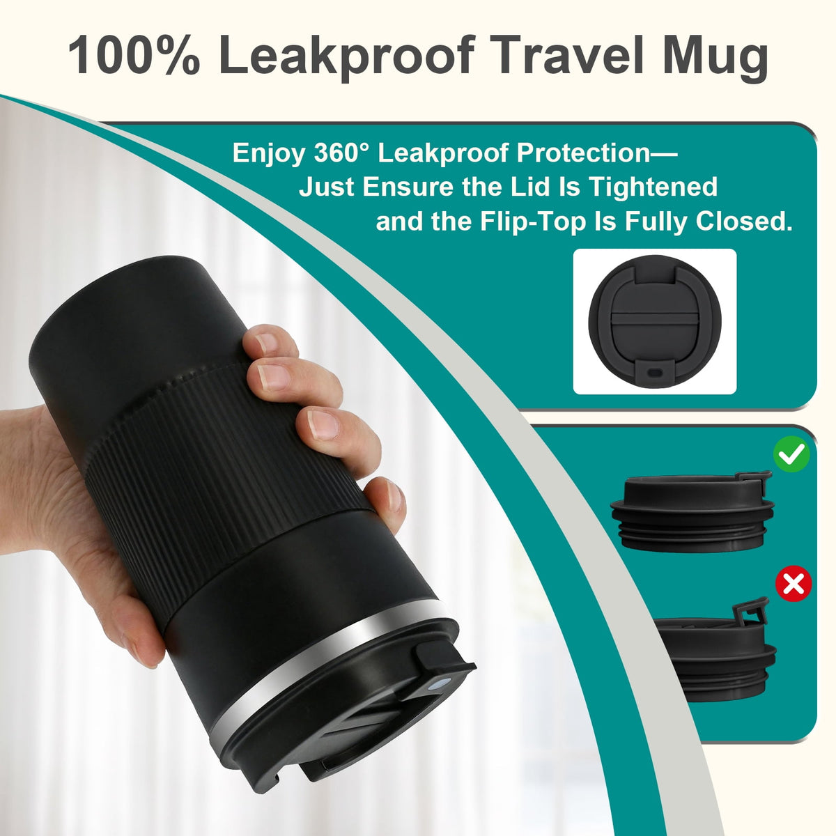 Vaparinckl Travel Coffee Mug, 17 oz Stainless Steel Vacuum Insulated Coffee Tumbler with Lid, Reusable Cup for Hot & Cold Drinks, Black