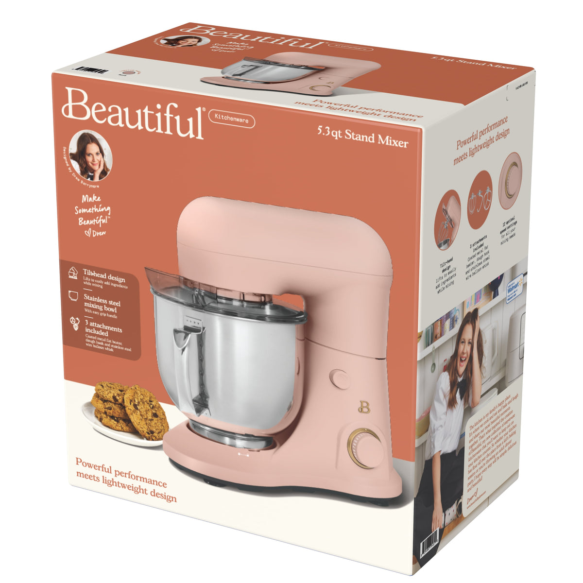 Beautiful 5.3 Qt Stand Mixer, Lightweight & Powerful with Tilt-Head, Chocolate by Drew Barrymore