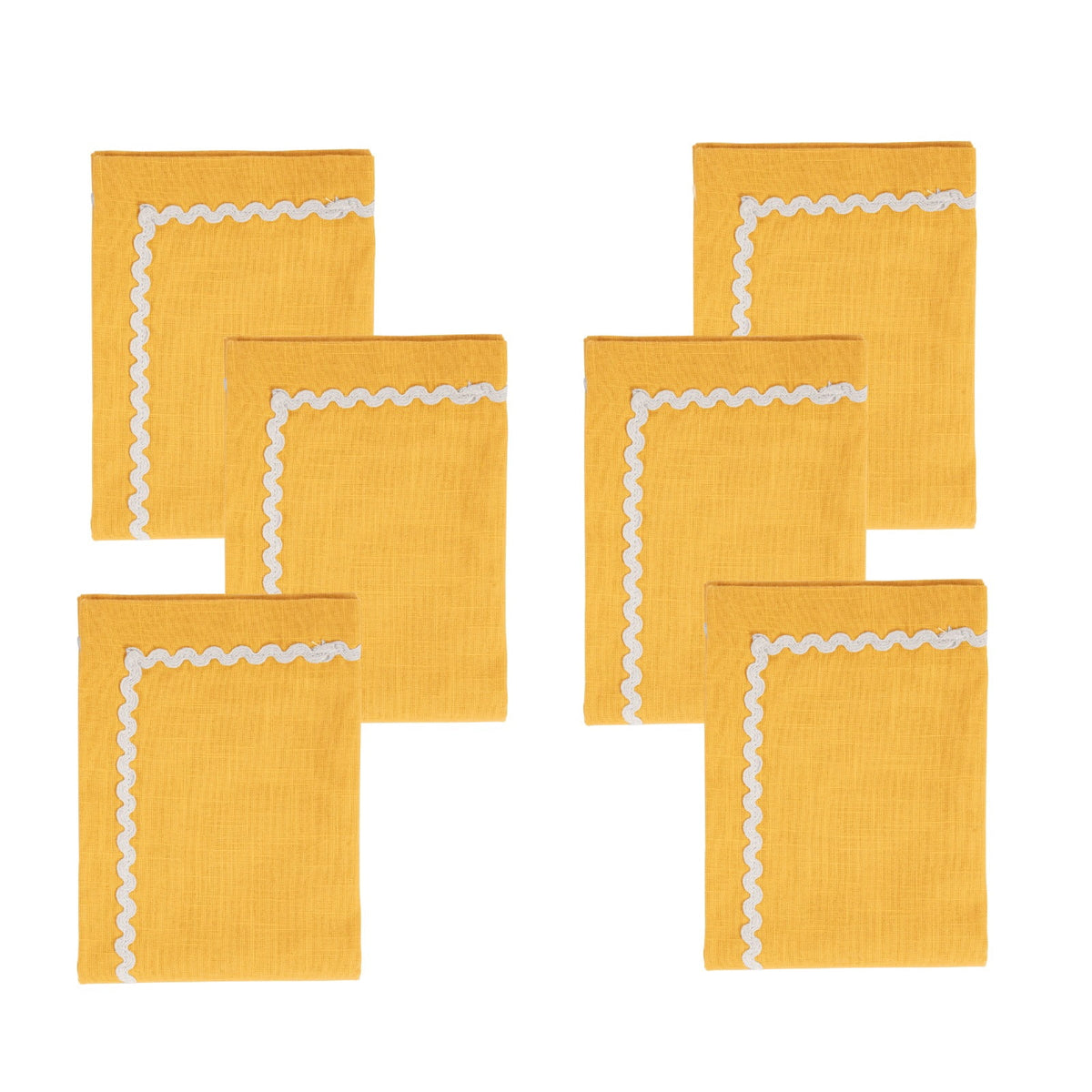 Fingercraft Cloth Napkin, Soft Quality Cotton Linen Blend Fabric, Dinner Napkins with Premium White Lace, 6 Pack, 20”x20” Aqua