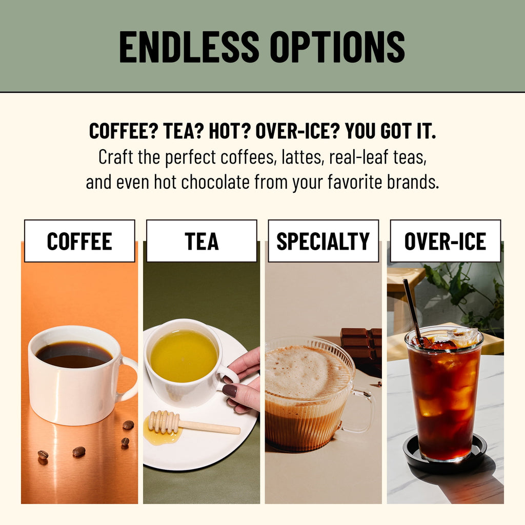 Flavia Aroma Brewer - Coffee Machine, Makes Coffee, Lattes, Tea, and other Hot or Iced Beverages with Single-Serve Freshpacks, Multiple Brew Sizes, Grey