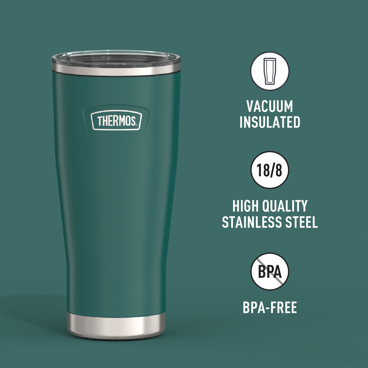 Thermos Stainless Steel Tumbler, w/ Slide Lock Lid, Graphite, 24 oz