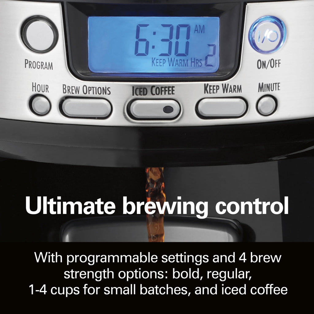 Hamilton Beach 12-Cup Programmable Drip Coffee Maker Machine, Dispensing Coffee Pot, Cafetera, Black