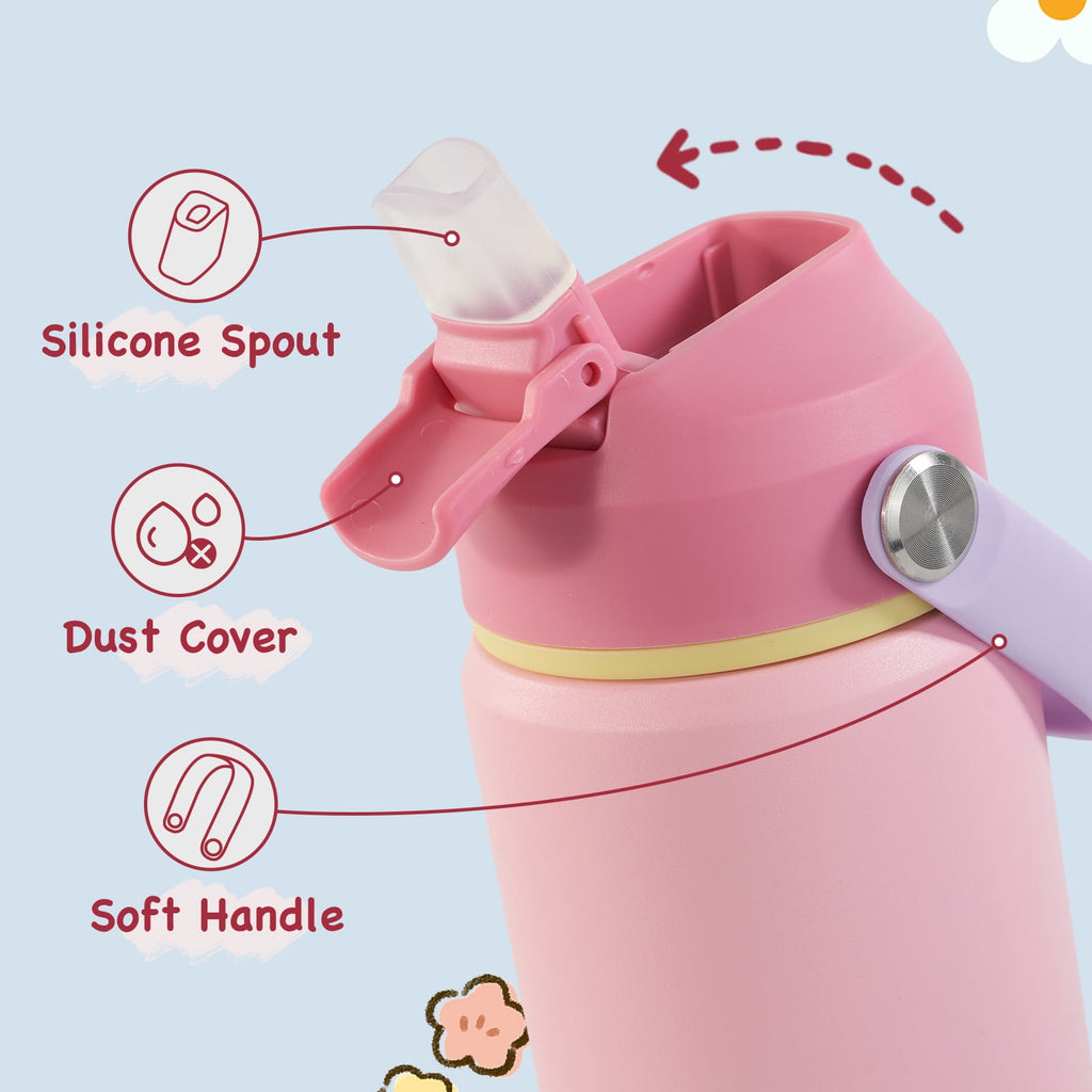 Hawsaiy 12oz Kids Insulated Water Bottle with Straw Lid, Leak-Proof Stainless Steel BPA-Free Thermos for School Boys and Girls