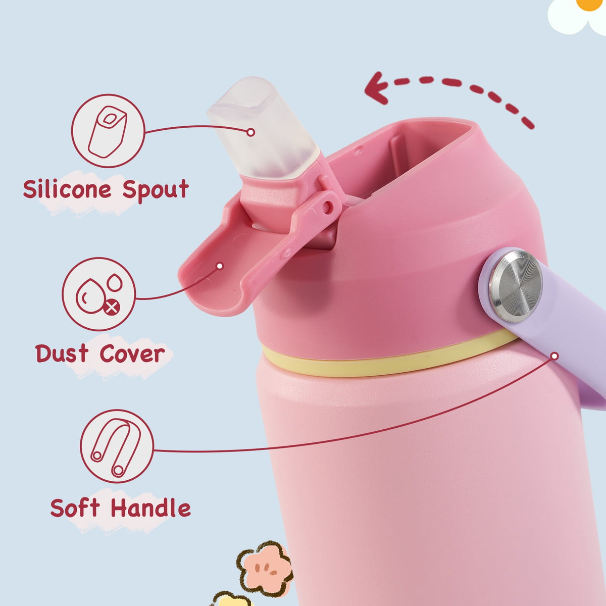 Hawsaiy 12oz Kids Insulated Water Bottle with Straw Lid, Leak-Proof Stainless Steel BPA-Free Thermos for School Boys and Girls