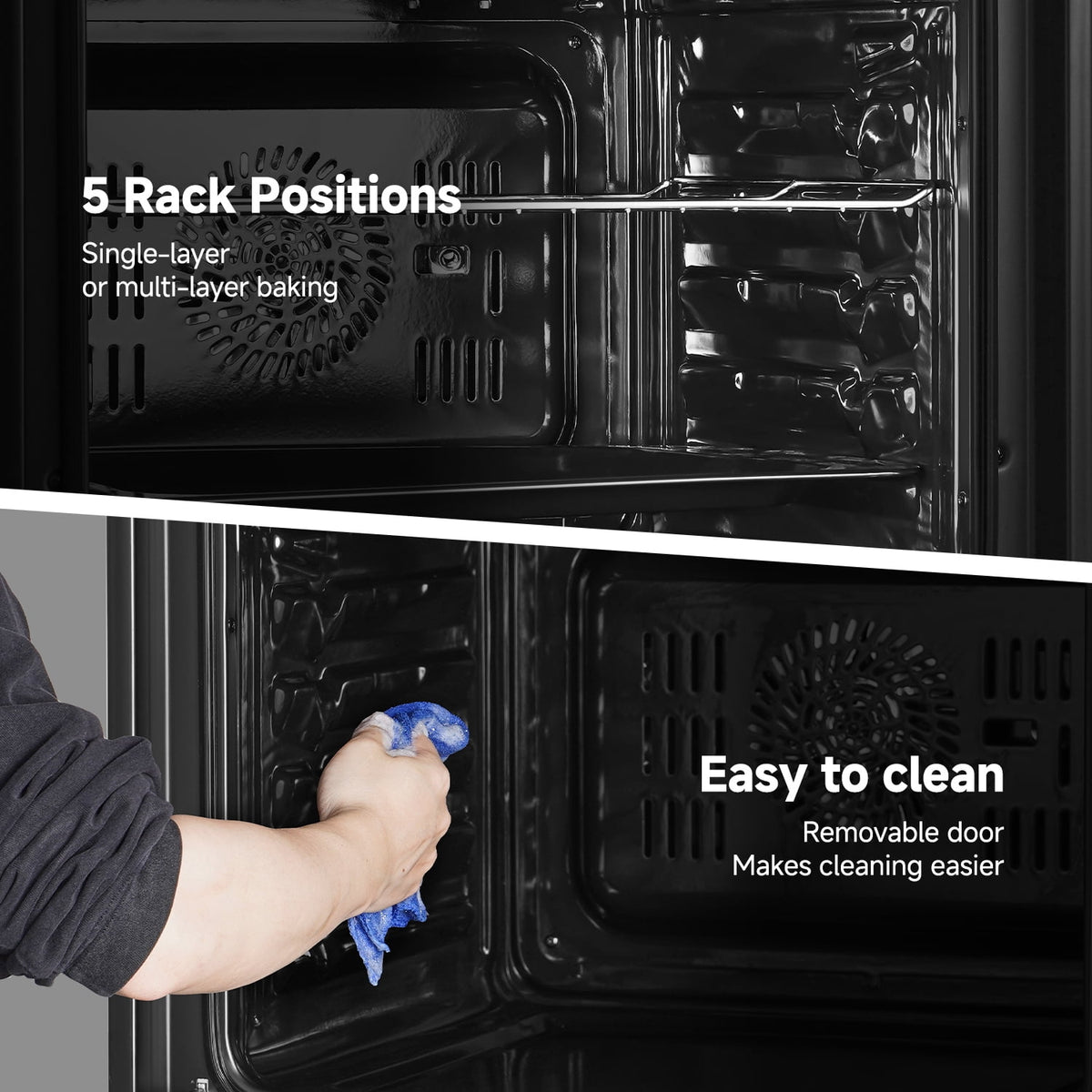 24" Built-In Electric Single Wall Oven, 2.7 Cu. ft. Stainless Steel Convection Oven with Air Fry & Rotisserie, 8 Functions