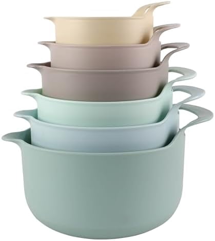 COOK WITH COLOR Mixing Bowls Set, 4-Piece Non-Slip Mixing Bowls with Pour Spouts & Handles, Black Speckled