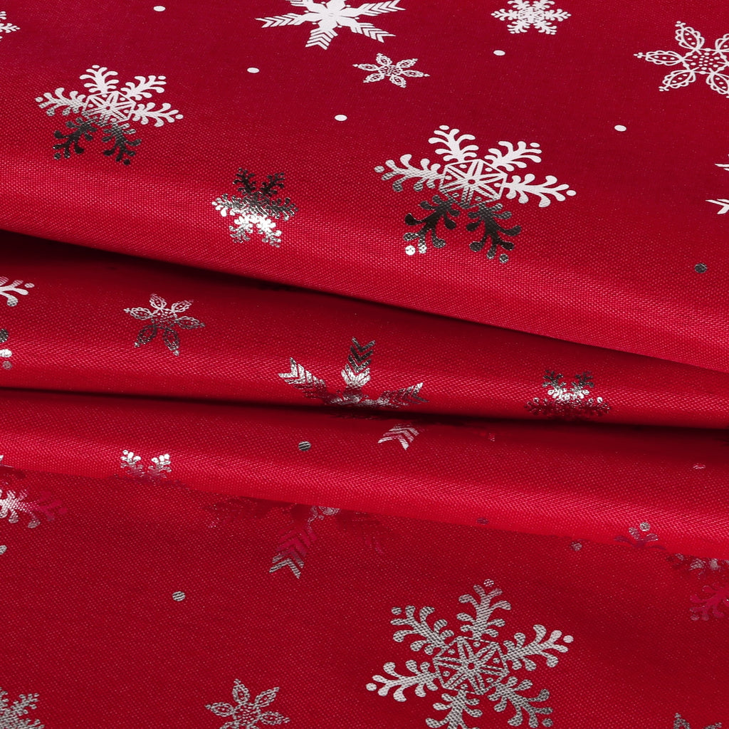 LUSHVIDA Christmas Tablecloth Rectangle -60 x84 inch Snowflake Foil Print Pattern Washable Wrinkle Resistant Holiday Tablecloths for Christmas Family Gathering, Dining Room Table Decoration
