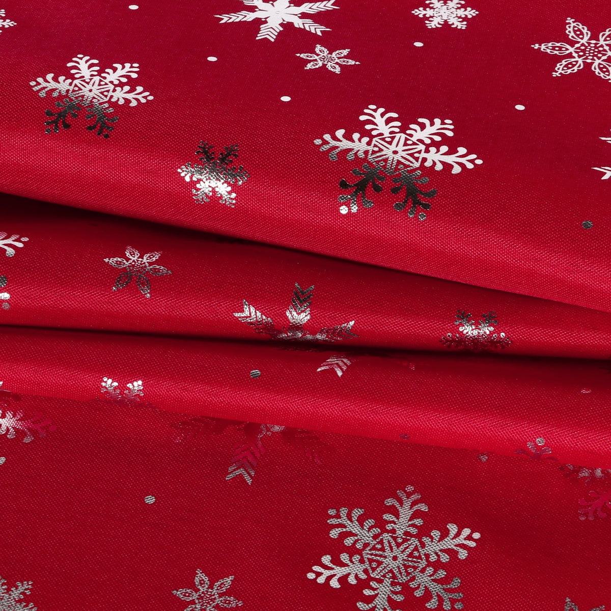 LUSHVIDA Christmas Tablecloth Rectangle -60 x84 inch Snowflake Foil Print Pattern Washable Wrinkle Resistant Holiday Tablecloths for Christmas Family Gathering, Dining Room Table Decoration