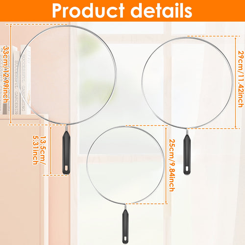 3 Piece Stainless Steel Fine Mesh Splatter Screen Set, 13", 11.4", 9.8" Splatter Screen for Frying Pan, Grease Splatter Guard with Heat-Resistant Handles