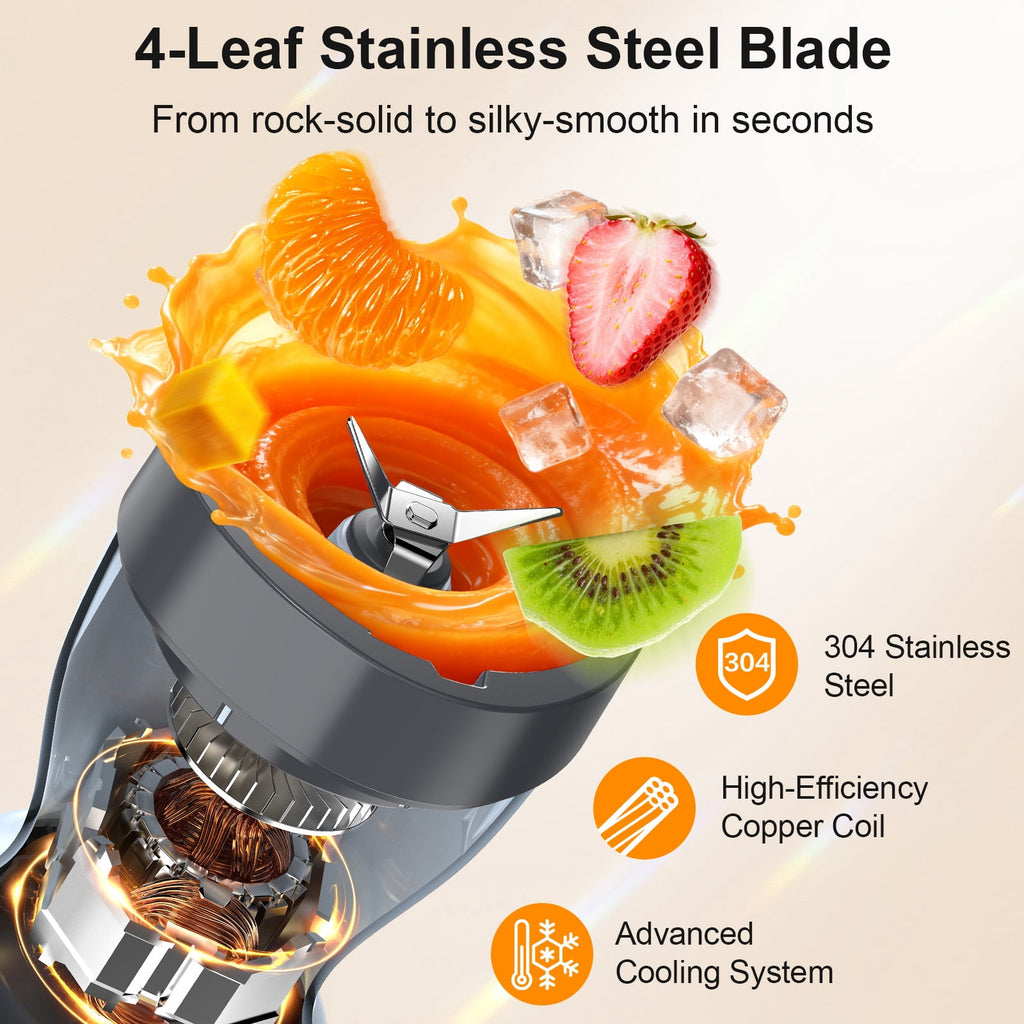 HoninJoy Portable Blender, Compact Personal Blender for-Smoothies, Shakes, Food Prep, and Frozen Blending, 20-oz. Cups and Spout Lids, Grinding Cup