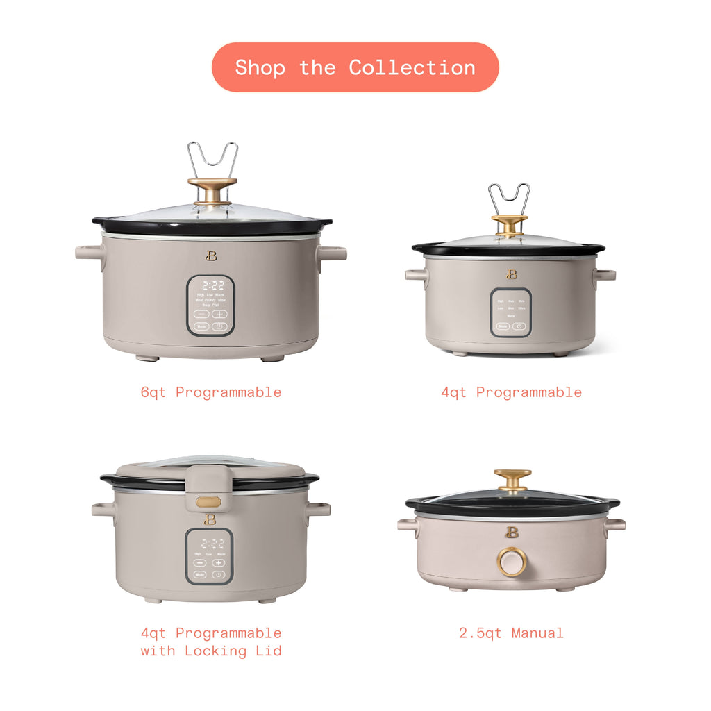 Beautiful 2.5 Qt Dip and Serve Manual Slow Cooker, Chocolate by Drew Barrymore