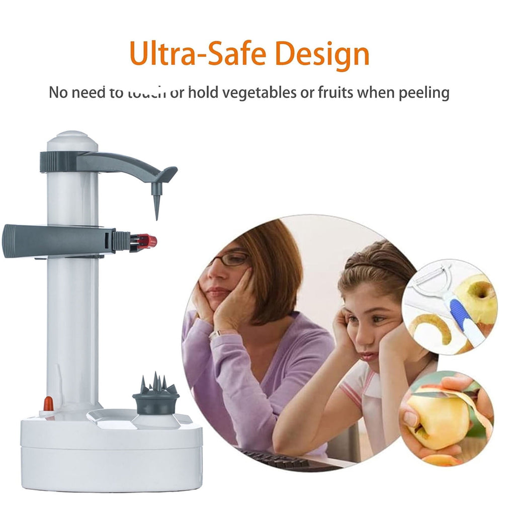 Electric Potato Peeler, Automatic Rotating Apple Peeler Potato Peeling Machine with 10 Replacement Blades, Multifunction Fruit & Vegetable Cutter, Electric Apple Pear Skin Peeling Machine, White