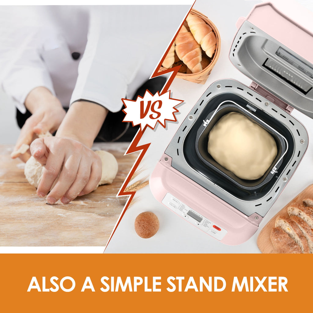 Kitchen in the Box 2lb Bread Maker with Auto Fruit Nut Dispenser, 12-in-1 Gluten-Free Bread Machine, 13H Delay Timer, Nonstick Pan, Keep Warm, White