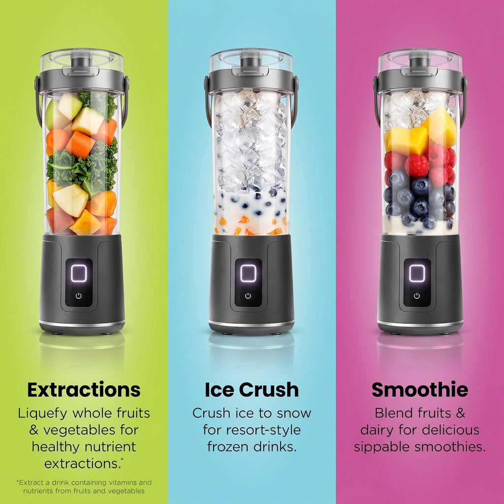 NUBILY Blast Portable Blender, Cordless, 20oz. Vessel, Personal Blender-for Shakes & Smoothies, BPA Free, Leakproof-Lid & Sip Spout, USB-C Rechargeable, Dishwasher Safe Parts, Grey