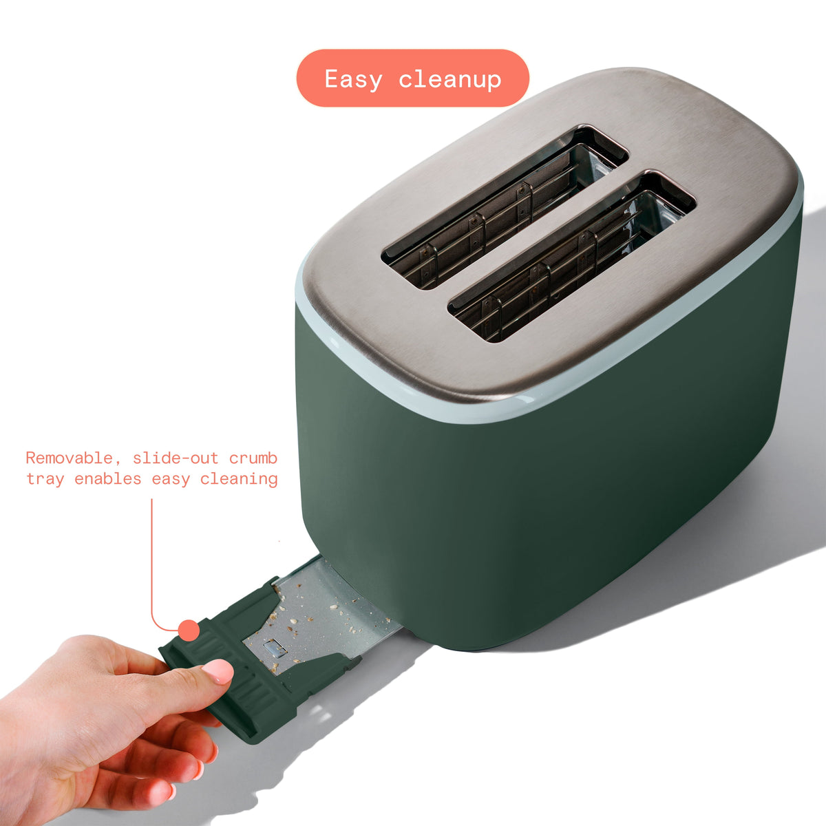 Beautiful 2 Slice Toaster with Touch-Activated Display, Thyme Green by Drew Barrymore