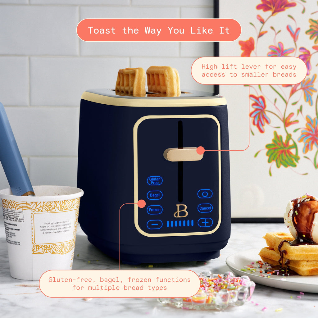 Beautiful 2 Slice Toaster with Touch-Activated Display, Thyme Green by Drew Barrymore