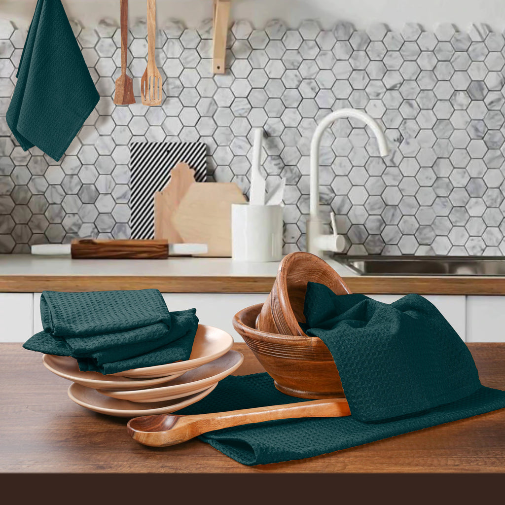 Twiny Threads Waffle Kitchen Towel 16"x26" Set of 4 - Brown