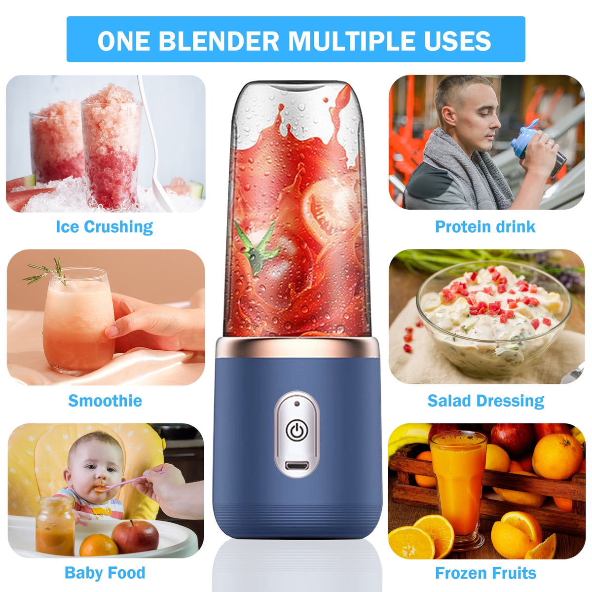 VIIWII Personal Blender for Smoothies Juice Portable Rechargeable Mini Bullet Blenders Cup
