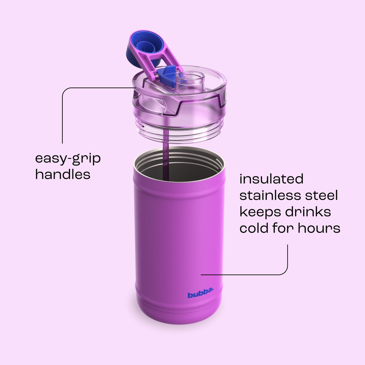 Bubba 64oz DualSip Insulated Stainless Steel Water Jug with Built-In Straw and Drink Opening and Carrying Strap, Daydreamin' Light Blue/Teal